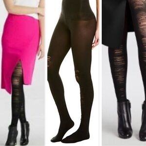 SPANX Black Distressed Tights